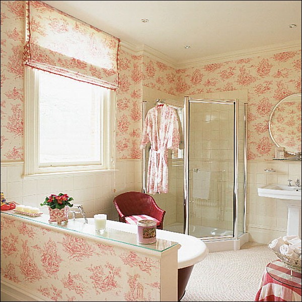 amusing-bathroom-interior-design-ideas-in-feminine-pink-and-white-color-scheme-with-mirrored-room-divider-and-medium-bay-window-equipped-with-vertical-shutter